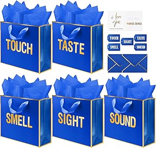 Gold Foil Gift Bags with Labels and Tissue Paper