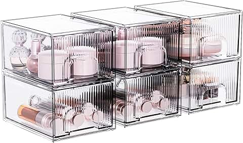 Six Clear Stackable Storage Drawers for Home Organization