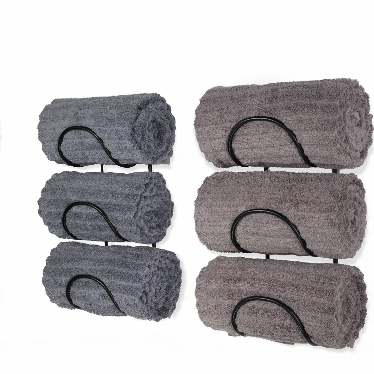 Set of 2 Black Wrought Iron Wall Mount Towel Racks
