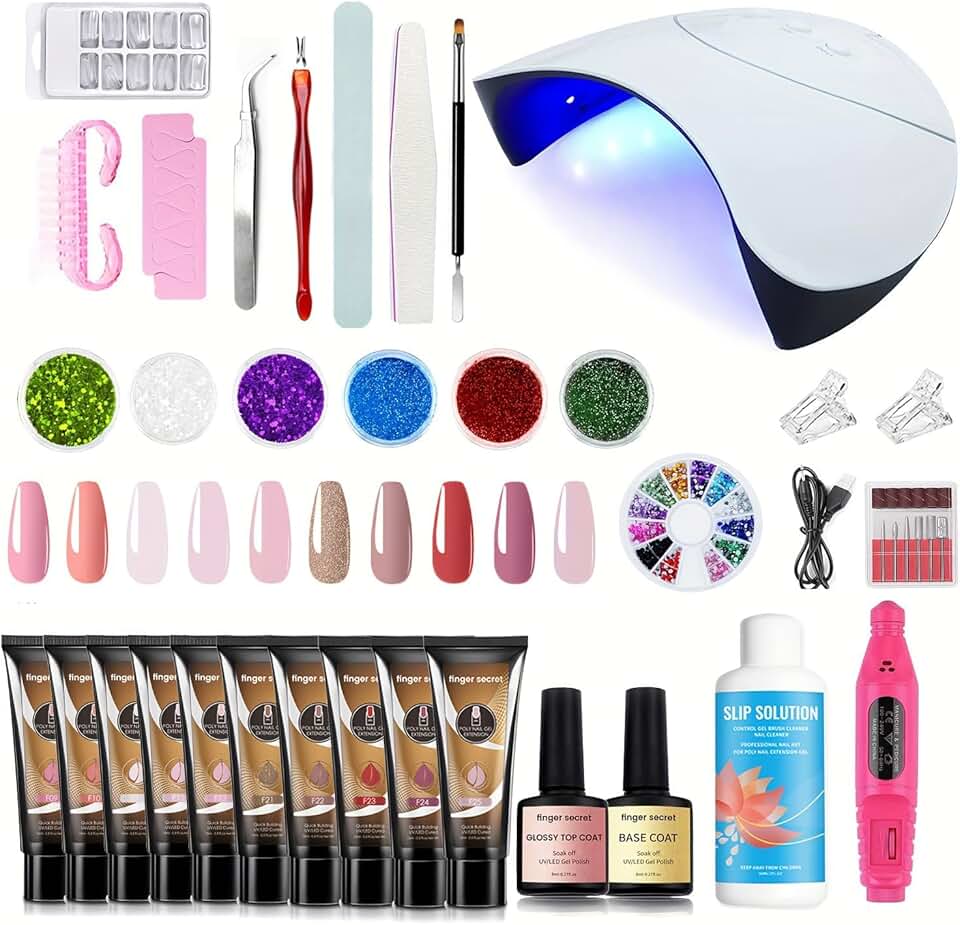 Poly Nail Gel Kit with 10 Colors and Tools