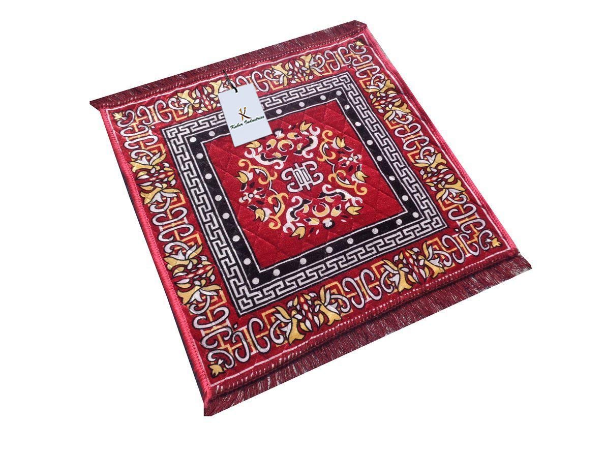 Industries Red Pooja Aasan, Mat Set of 4 Pcs 2 Ft X 2 Ft)