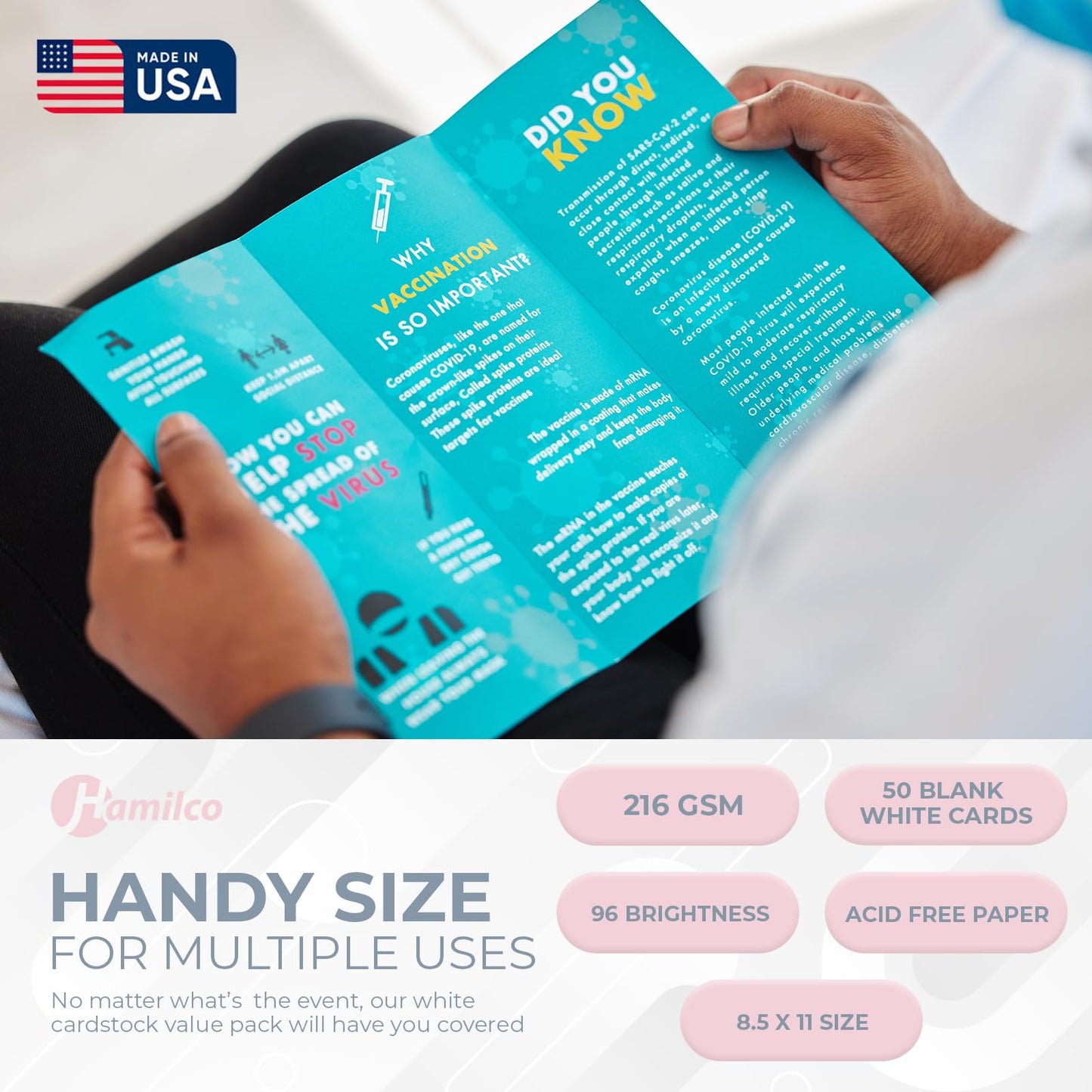 White 8.5 x 11 inch Heavyweight Cardstock Paper Pack
