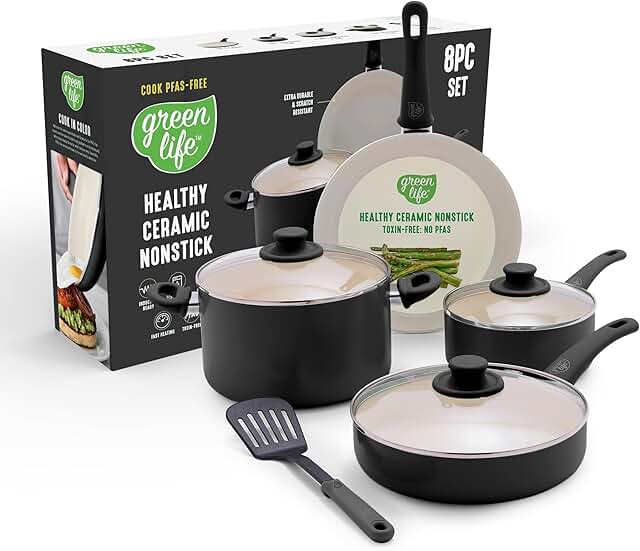 8-Piece Nonstick Cookware Set with Glass Lids