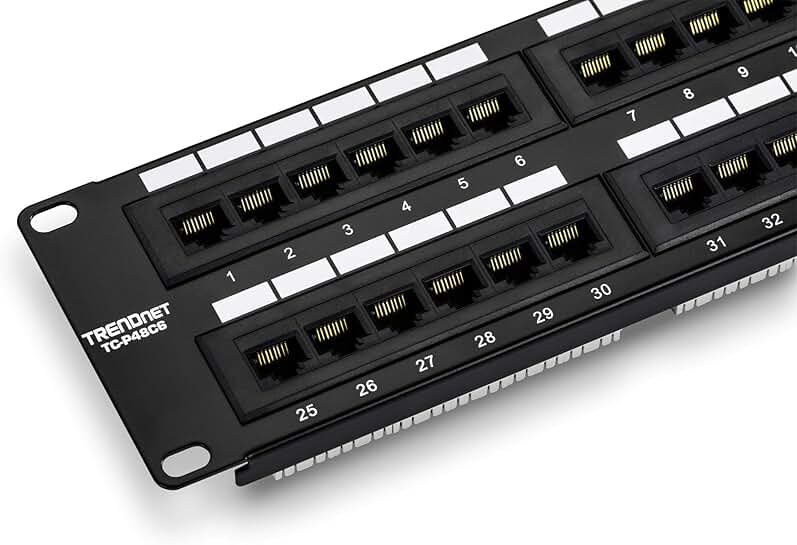48-Port Cat6 Unshielded Patch Panel for Ethernet