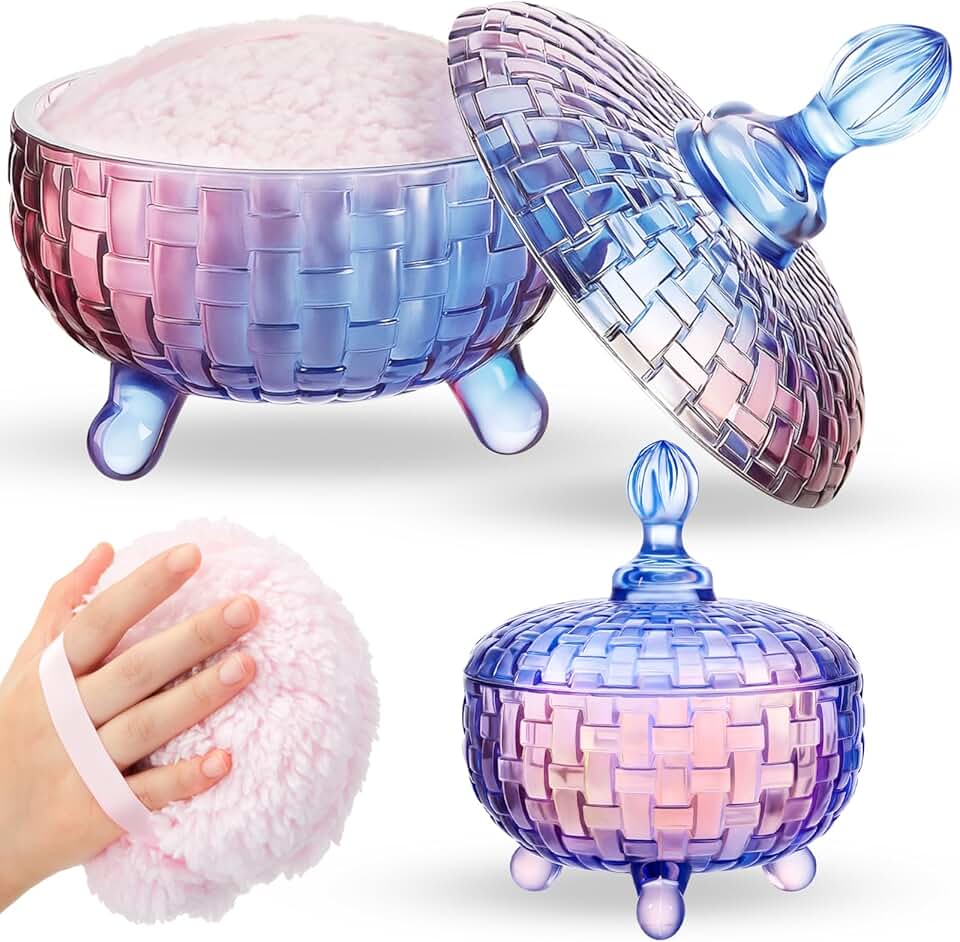 Extra Large Dusting Powder Puff with Container