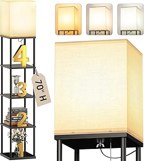 5-Tier Floor Lamp with Shelves for Living Room and Bedroom
