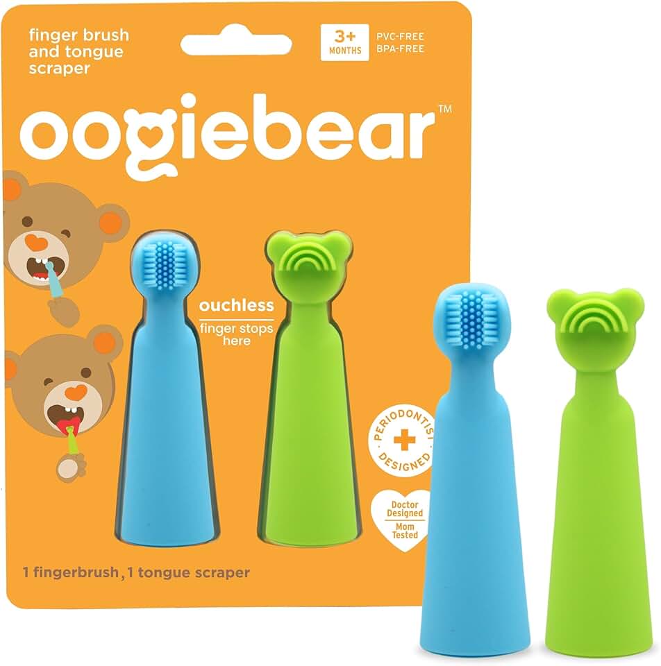 Baby Finger Brush and Tongue Scraper for Gentle Oral Care