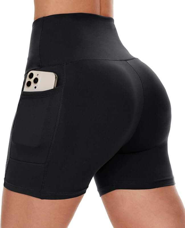 High Waist Biker Shorts with Pockets for Workout and Yoga