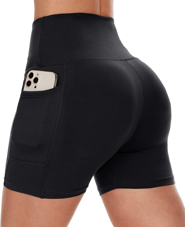 High Waist Biker Shorts with Pockets for Workout and Yoga