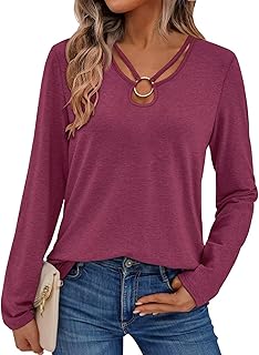 Women's Long Sleeve Top with Keyhole Neck and Cut-Out Design