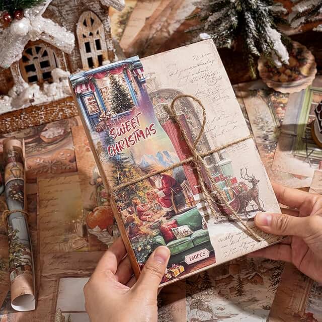 160 Christmas-themed scrapbook papers for crafts and decor