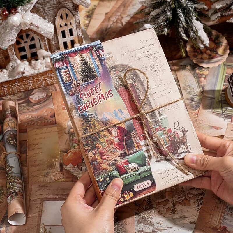160 Christmas-themed scrapbook papers for crafts and decor