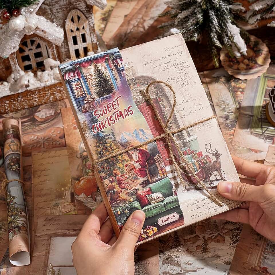 160 Christmas-themed scrapbook papers for crafts and decor
