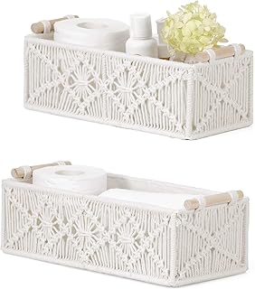Set of 2 Boho Woven Storage Baskets for Home Organization