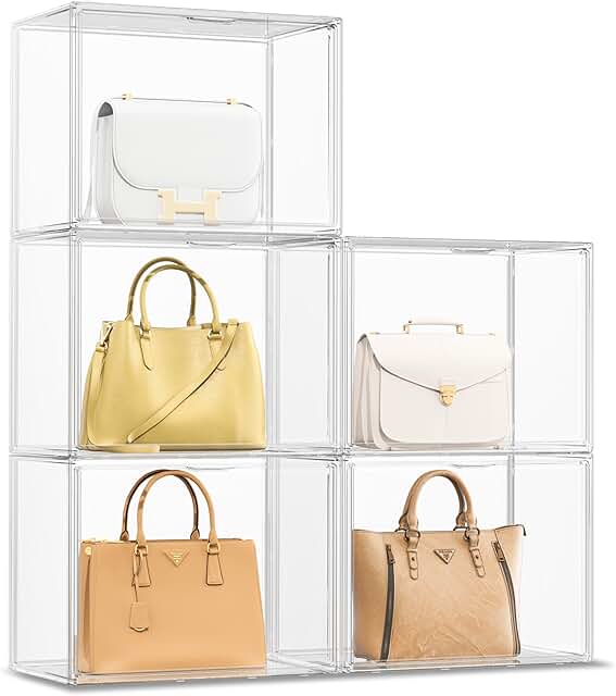 Clear acrylic purse and accessory storage boxes, 5-pack