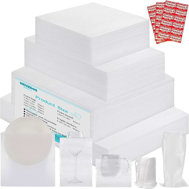 Moving Packaging Supplies with Foam Pouches and Fragile Stickers