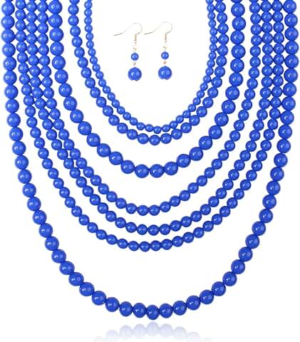 Multi Beaded Bubble Necklace with 7 Layers