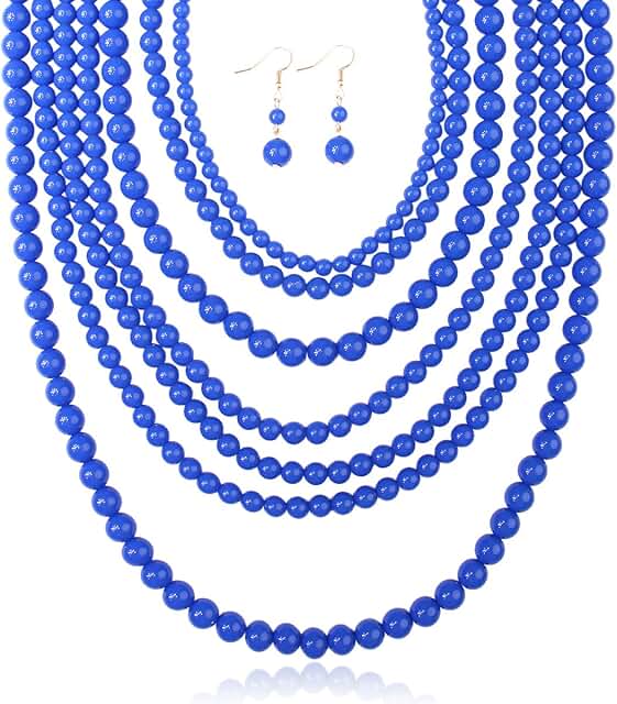 Multi Beaded Bubble Necklace with 7 Layers