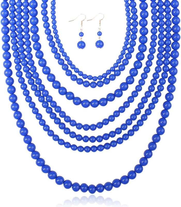 Multi Beaded Bubble Necklace with 7 Layers