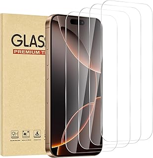 4-Pack Tempered Glass Screen Protectors for iPhone 16 Pro