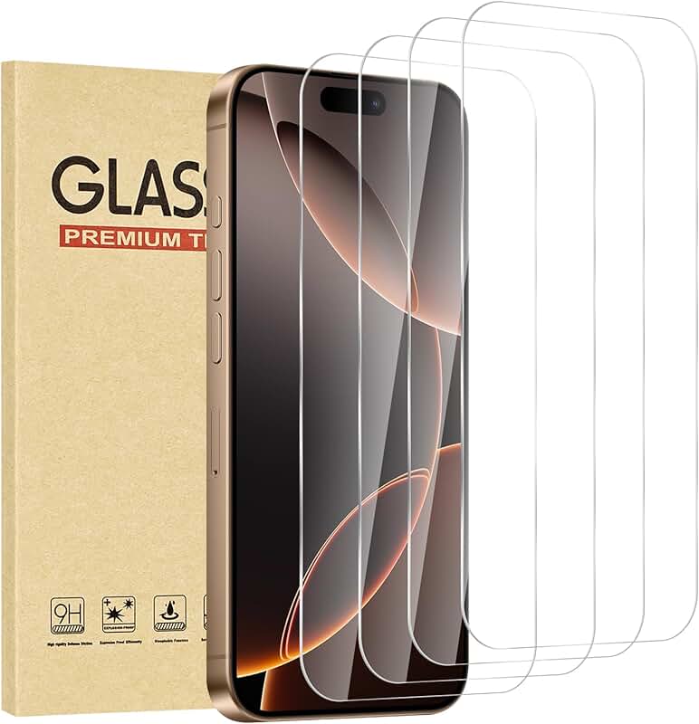 4-Pack Tempered Glass Screen Protectors for iPhone 16 Pro