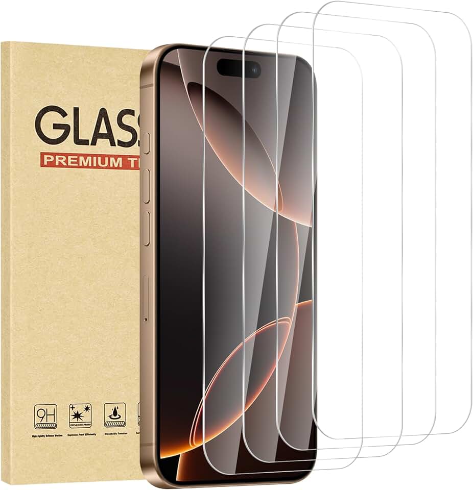 4-Pack Tempered Glass Screen Protectors for iPhone 16 Pro