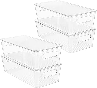 4-Pack Clear Stackable Plastic Storage Bins with Lids