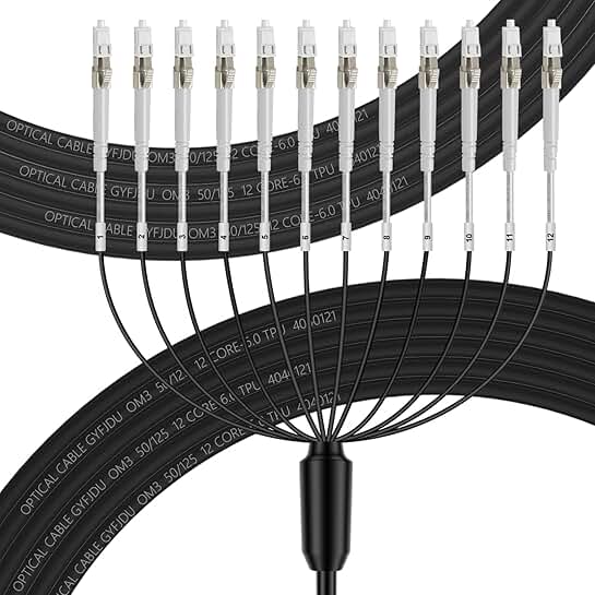 12-Core OM3 LC to LC Outdoor Armored Fiber Cable, 10m