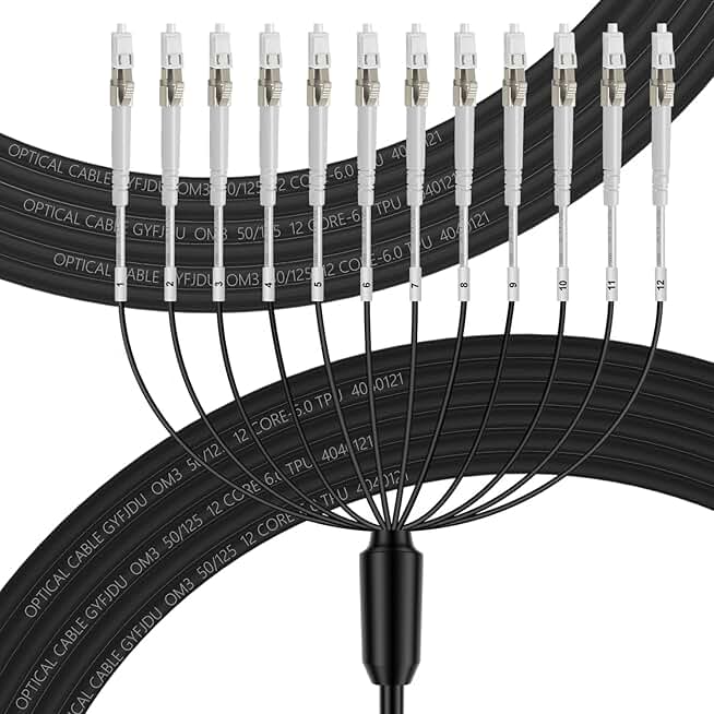 12-Core OM3 LC to LC Outdoor Armored Fiber Cable, 10m