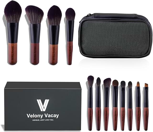 12-Piece Mini Travel Makeup Brush Set with Case