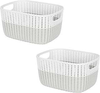 Two-tone Sailor Knot Plastic Storage Totes, 2 Pack