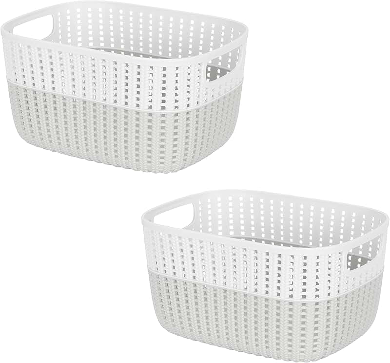 Two-tone Sailor Knot Plastic Storage Totes, 2 Pack