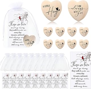 25 Sets Funeral Favors with Wooden Hearts and Cards