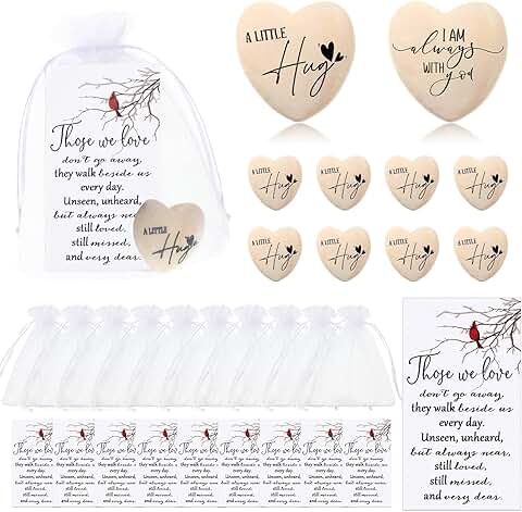 Funeral Favor Sets with Wooden Hearts and Prayer Cards