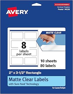 Matte Clear Rectangle Labels, 2 x 3.5 inches, 80 sheets