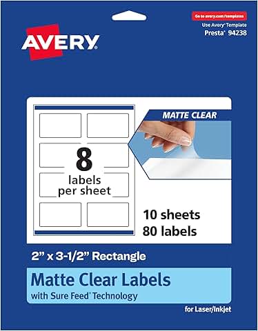 Matte Clear Rectangle Labels, 2 x 3.5 inches, 80 sheets