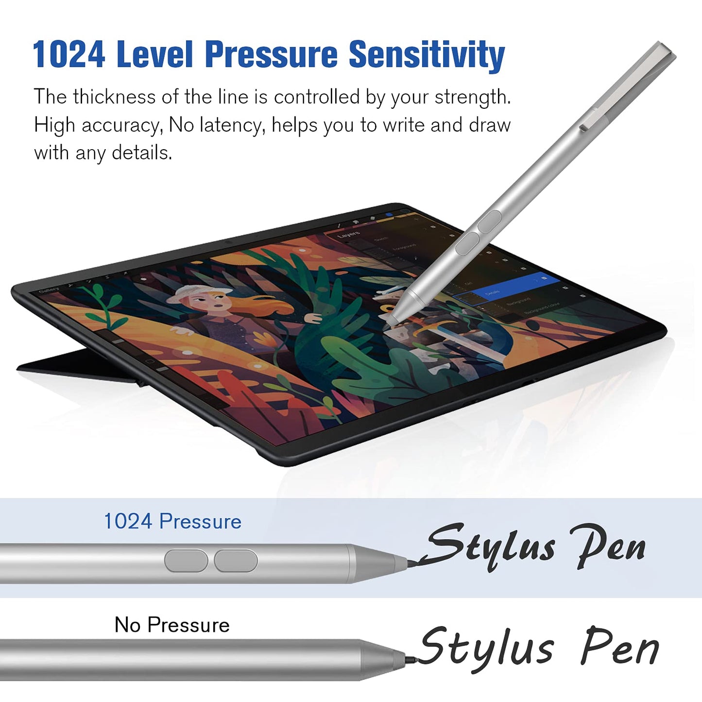 Surface Pro Pen Official Stylus for Microsoft Surface Pro 8/X/7+/6/5/4/3/Surface 3, Surface Go 3/2/1, Surface Laptop/Studio/Book 4/3/2/1 with Palm Rejection, 1024 Levels Pressure, 2500h Working Hours
