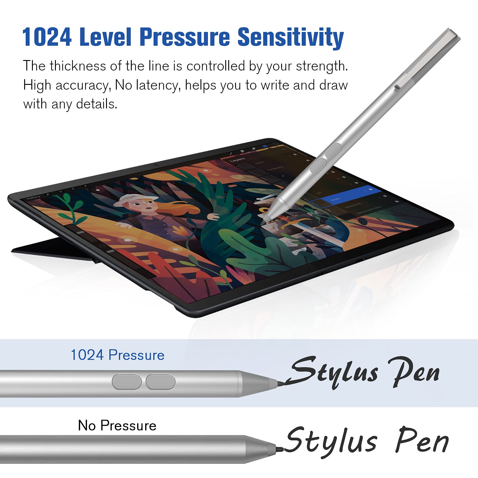 Surface Pro Pen Official Stylus for Microsoft Surface Pro 8/X/7+/6/5/4/3/Surface 3, Surface Go 3/2/1, Surface Laptop/Studio/Book 4/3/2/1 with Palm Rejection, 1024 Levels Pressure, 2500h Working Hours