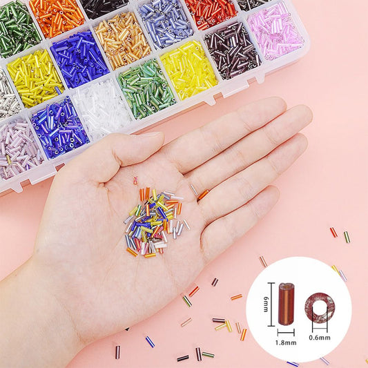 8400 Pcs 24 Colors Beading Bugle Seed Beads for Jewelry Making