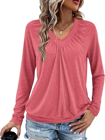 Women’s V-Neck Long Sleeve Casual Tops