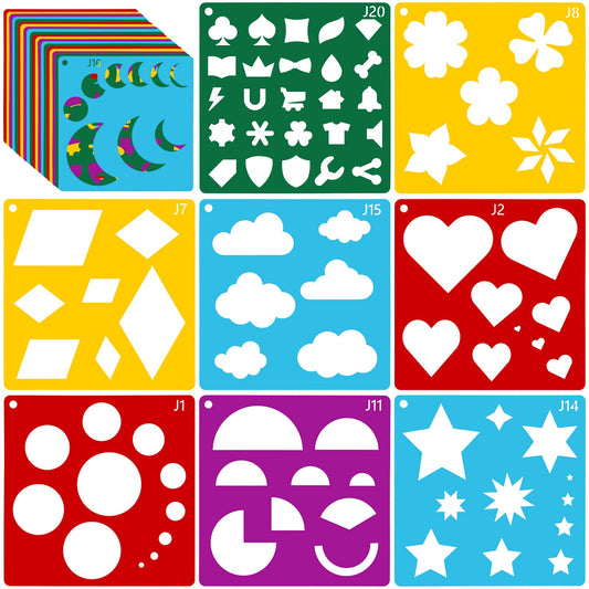 40 Pieces Geometric Shape Stencils for Kids, 5.9 x 5.9 Inches