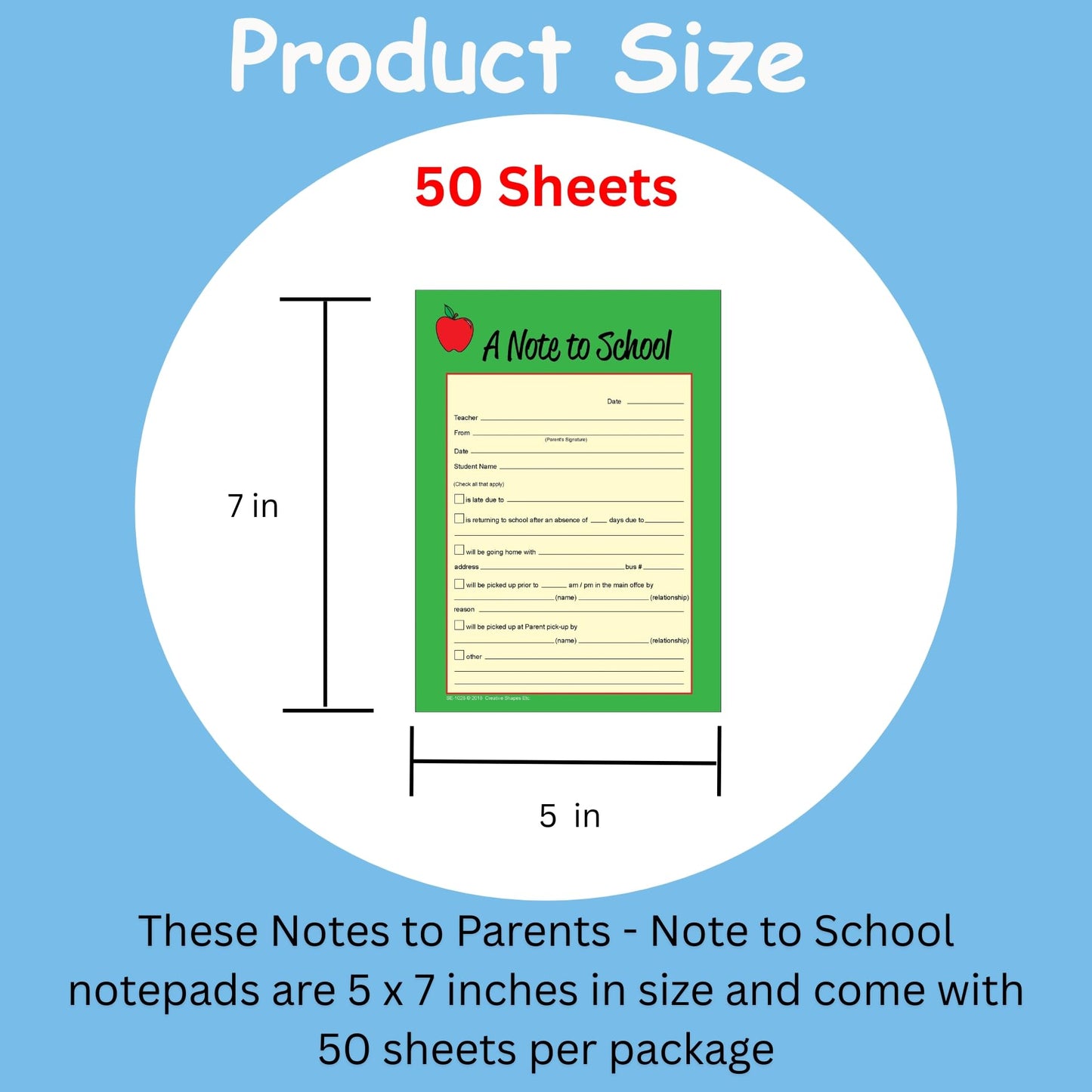 50 Sheets Note for School and Parents