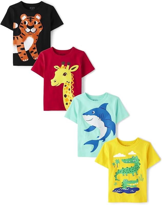 Baby Boys and Toddler Dinos, Animals, Cars T-Shirts Pack