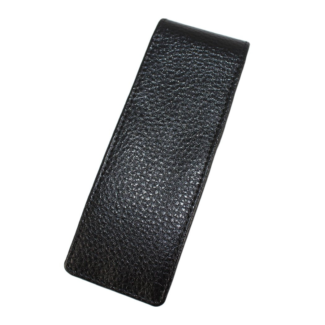 Black Genuine Leather Pen Case for Two Pens