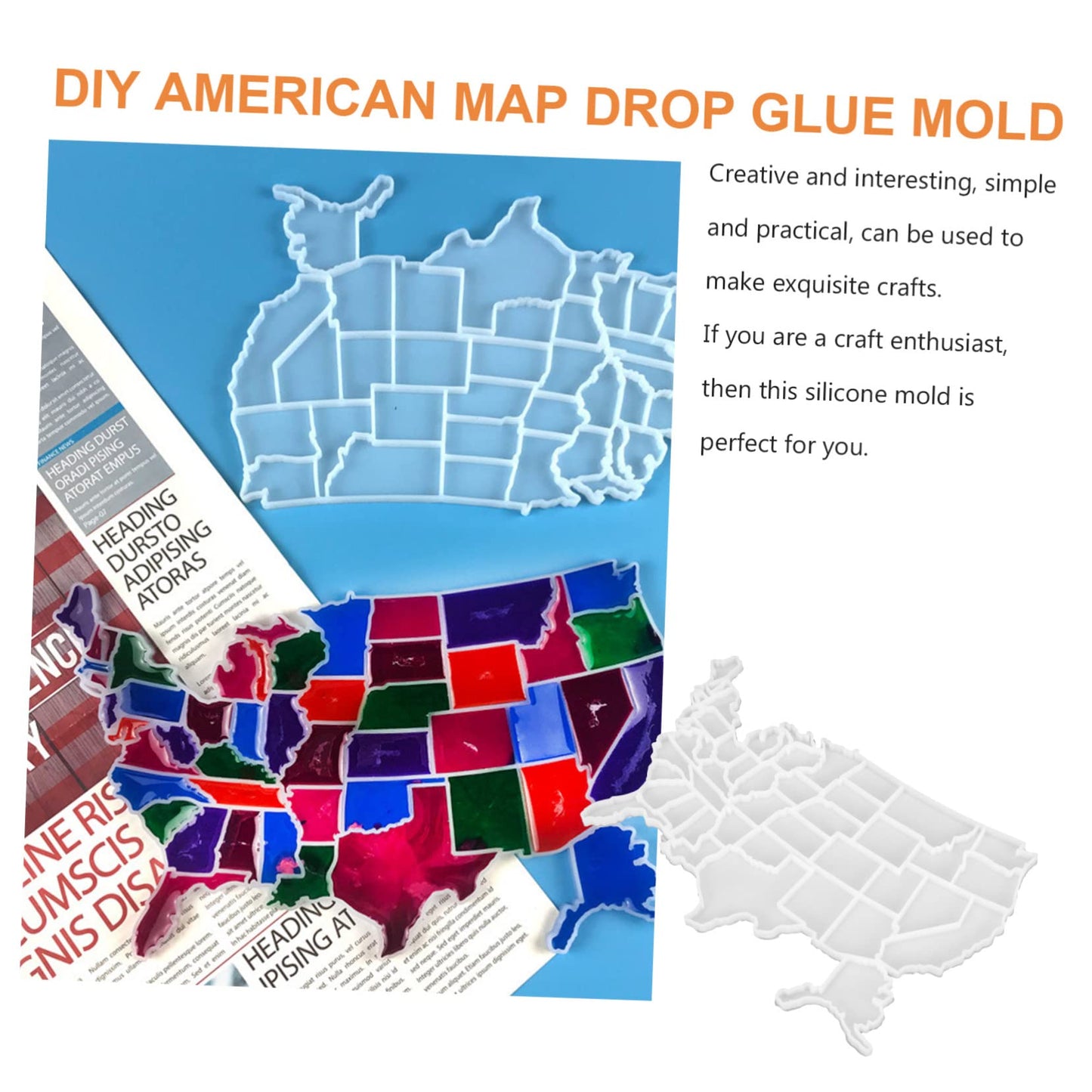 USA States Silicone Mold for Resin and Epoxy Crafts