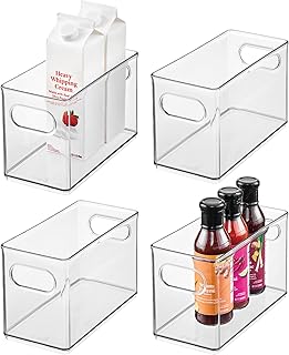 Slim Clear Plastic Storage Bins, 4-Pack