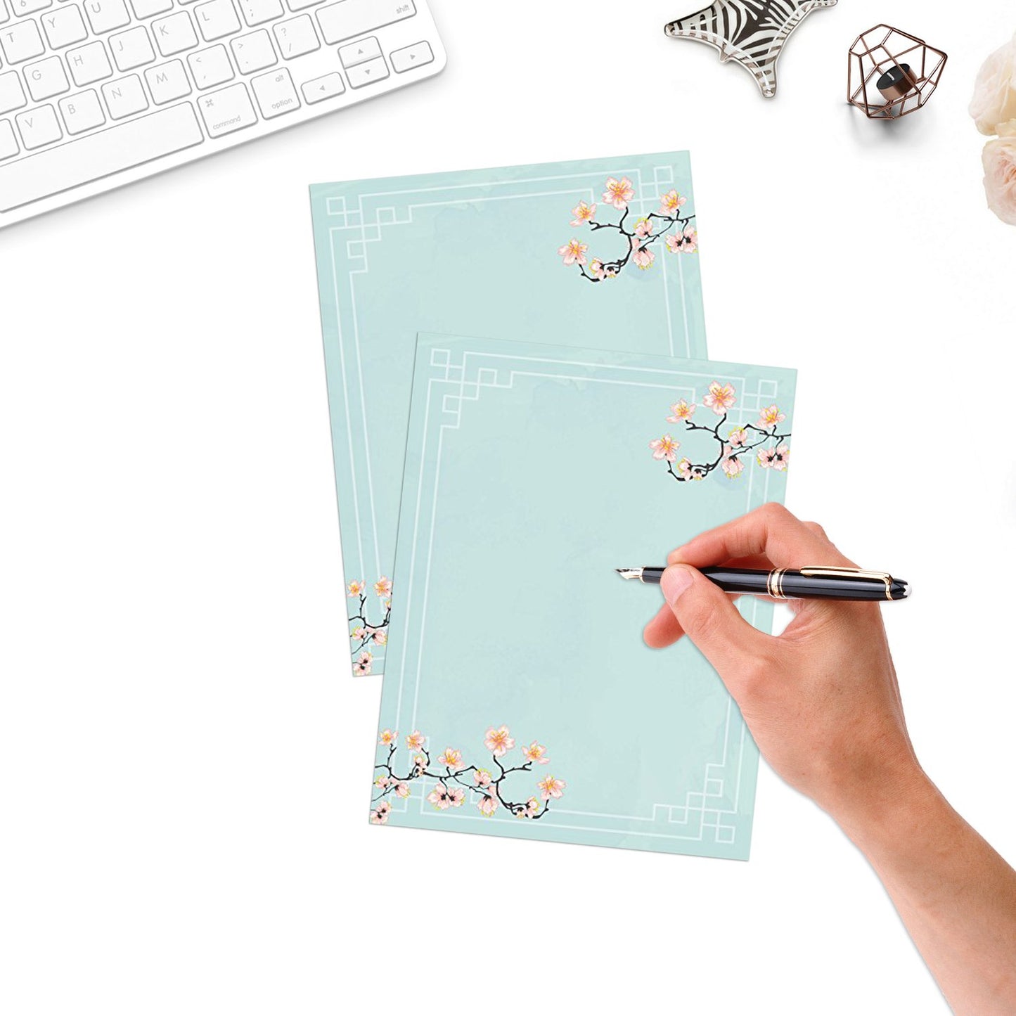 100 Floral Design Stationery Sheets for Notes or Letters