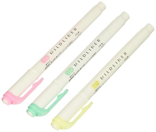 Set of three mild color highlighters
