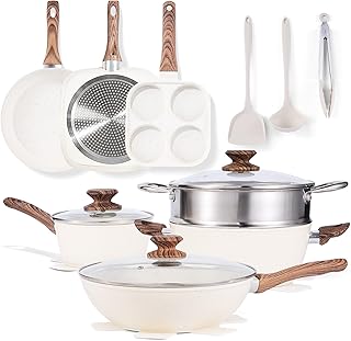 Sweetcrispy 17-Piece Nonstick Cookware Set with Stay-Cool Handles
