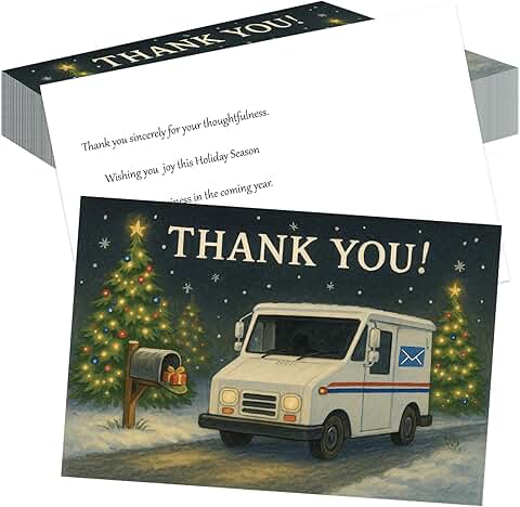 Thank You Mail Carrier Holiday Postcards, 4x6, 30 Pack